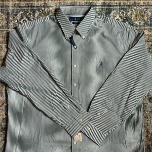 New Polo Ralph Lauren Long Sleeve Button Down Size XXL green/white purple pony
